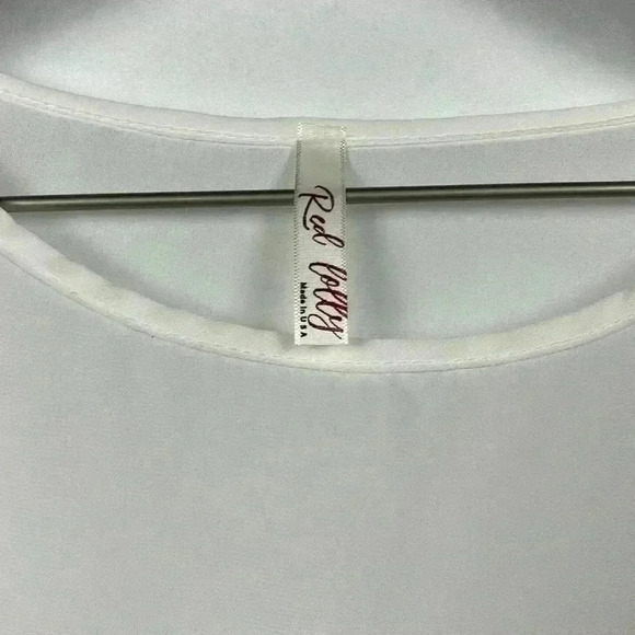 Red Lolly Women’s Scoop Neck Pullover Hi-Lo Short Sleeves w/Ruffles White L - Picture 3 of 8